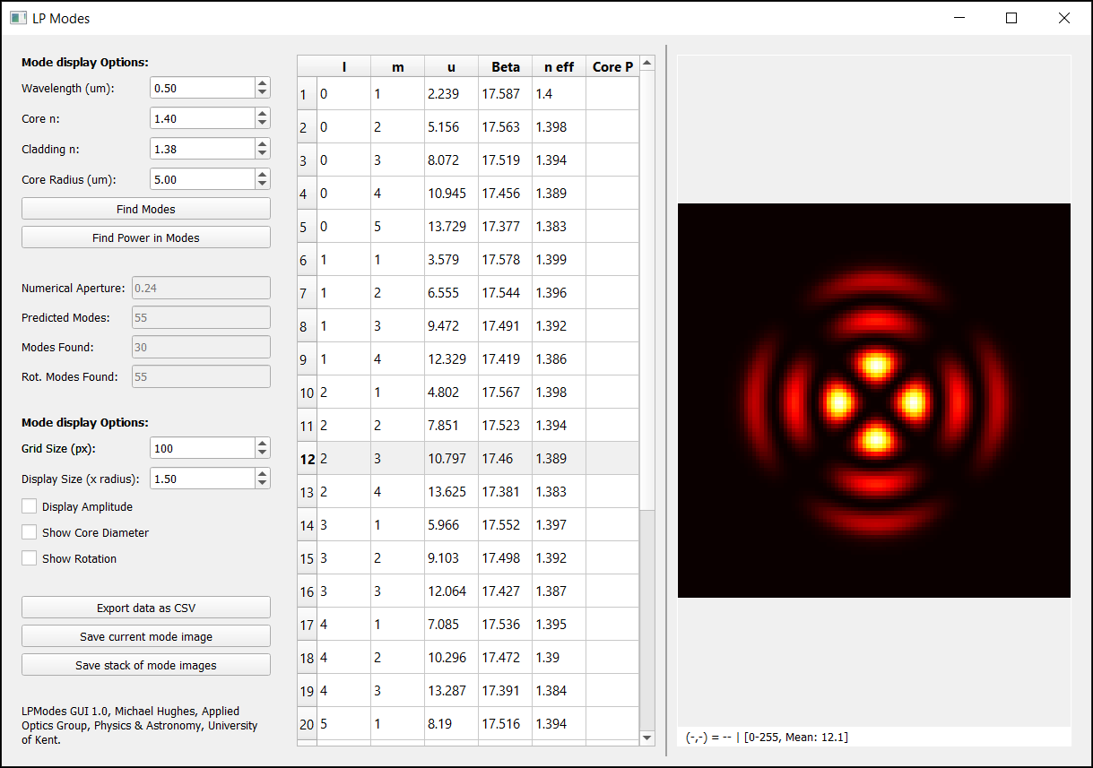 Screenshot of GUI